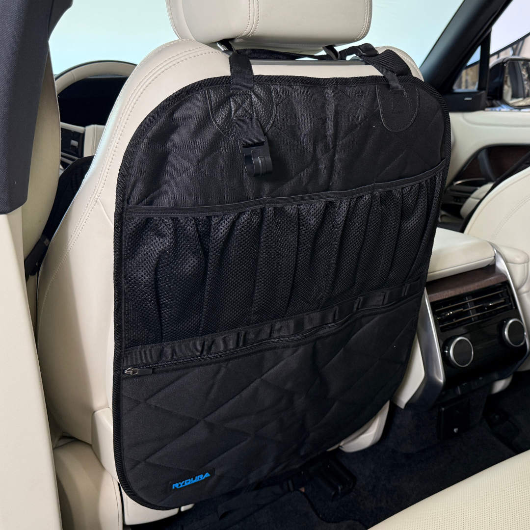 Car Seat Back Organizer – Heavy-Duty Backseat Storage and Kick Mat Protector for Kids