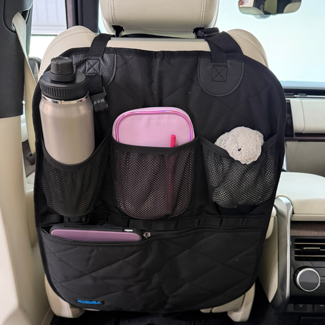 Car Seat Back Organizer – Heavy-Duty Backseat Storage and Kick Mat Protector for Kids